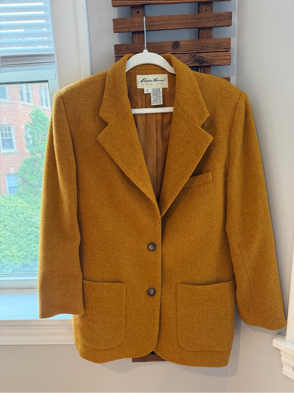 Eddie Bauer Women's Mustard Wool-Blend Blazer Jacket (Women’s Size M)